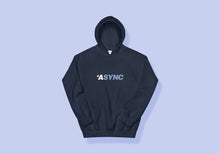 Load image into Gallery viewer, Navy blue hoodie reads &quot;*ASYNC&quot; in same font as old *NSYNC logo. Letters *A are white and SYNC are light blue.