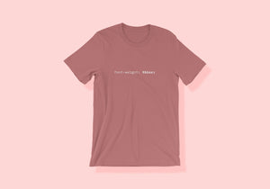 Dusty rose tee that reads 'font-weight: thicc;' in a console font